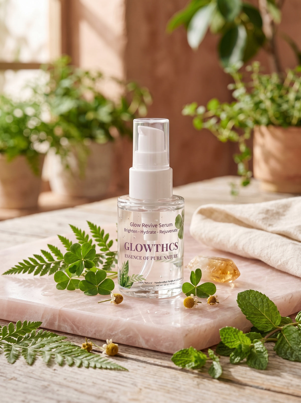 Natural active ingredients inside Glowthcs serum for dull skin